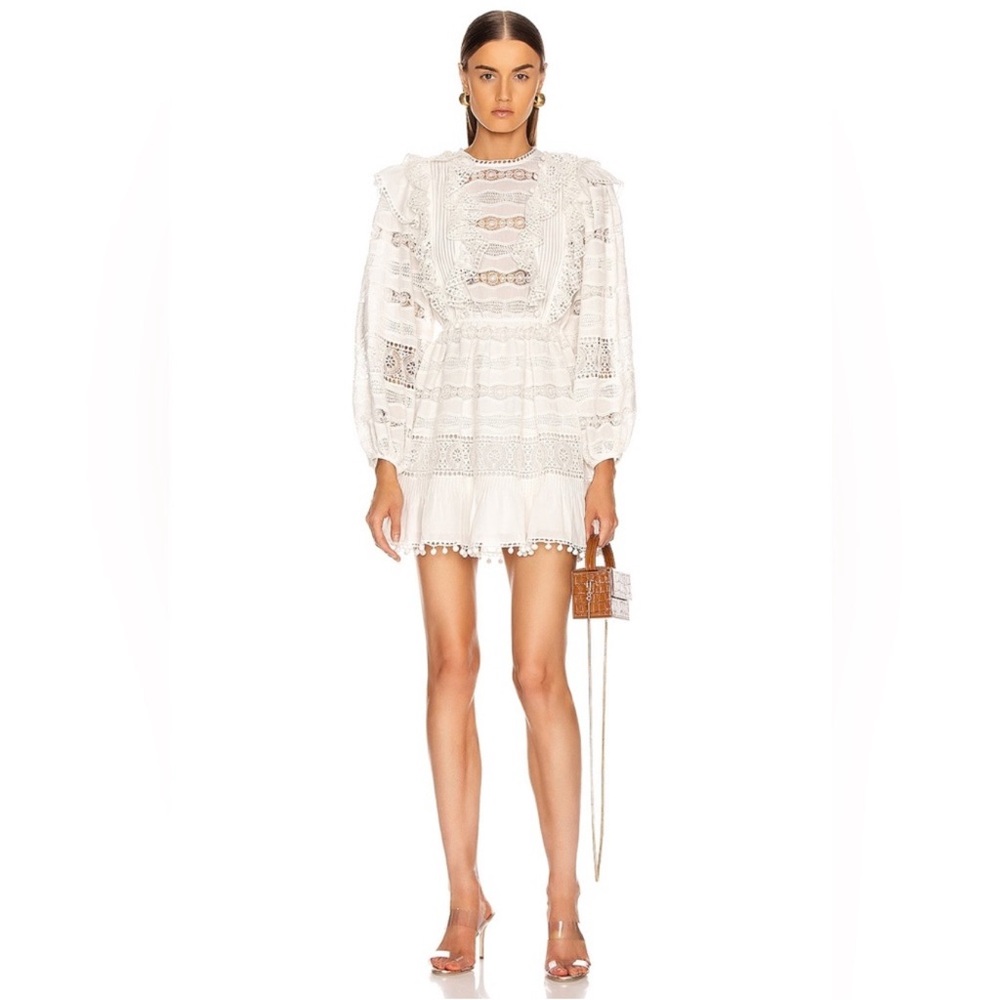 Ulla Johnson White Cotton Lace Mini Dress